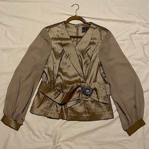 Alex Evenings Blouse Taupe Womens Petite XL